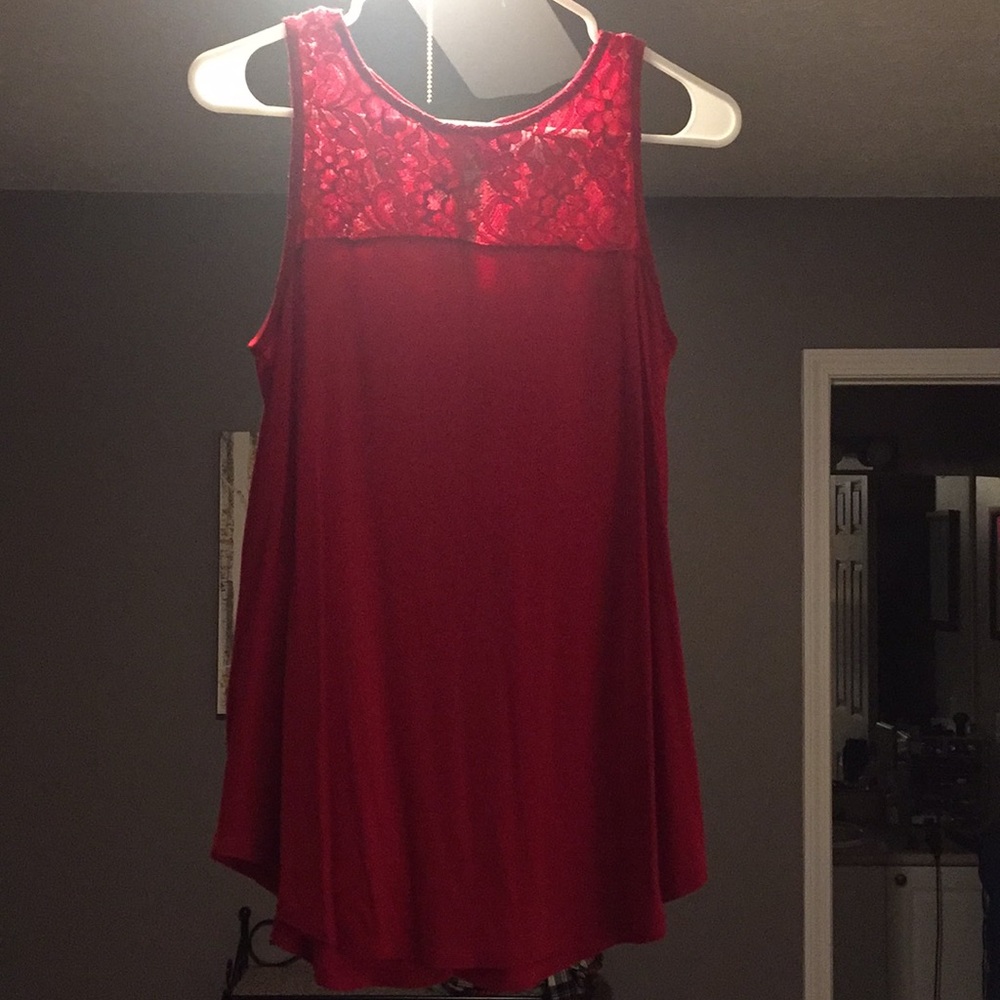 Old navy Red lace yoke swing tank - nwot - Picture 3 of 6